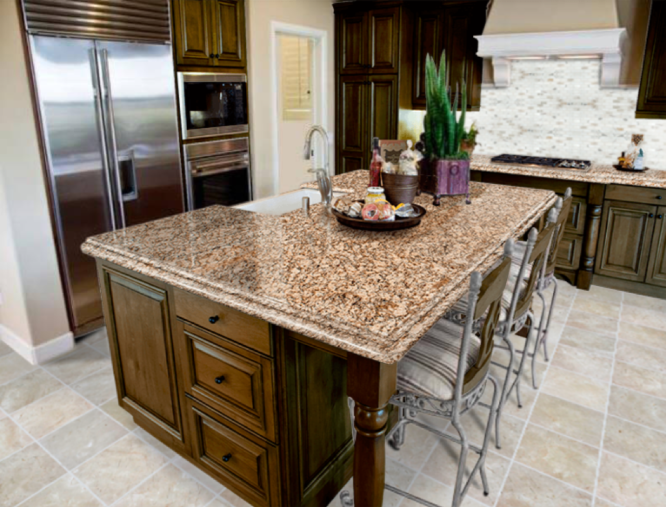 kitchen design with santa cecilia granite